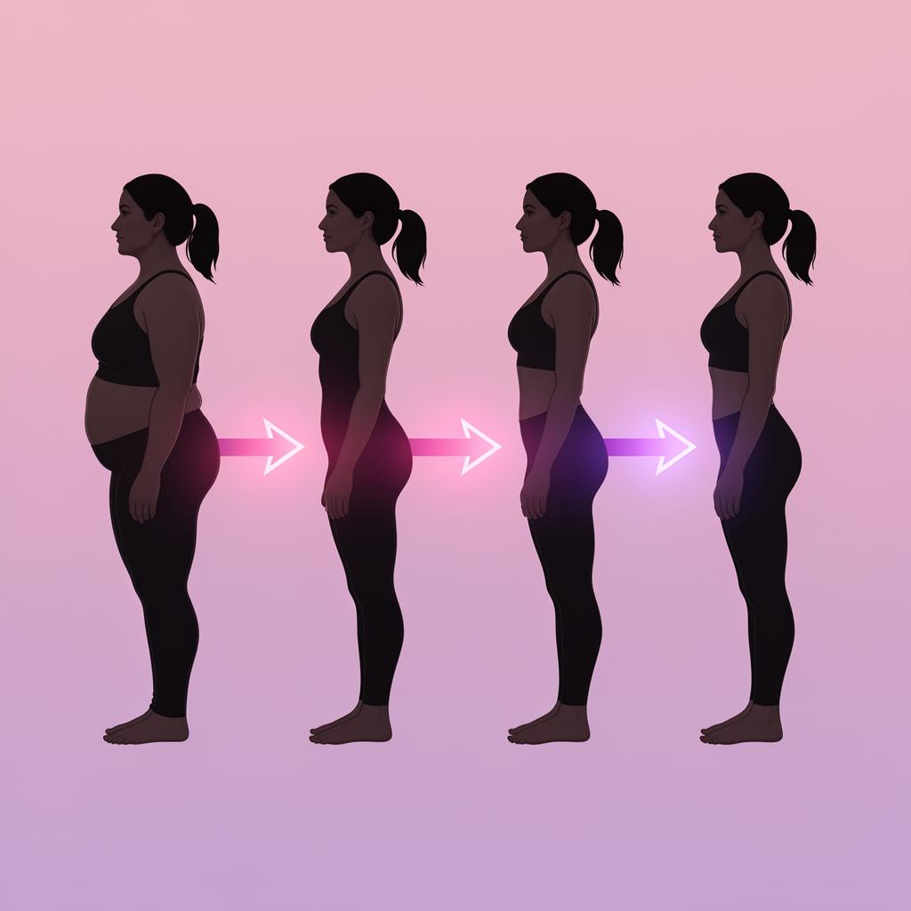 Healthy transformation progression with glowing arrows